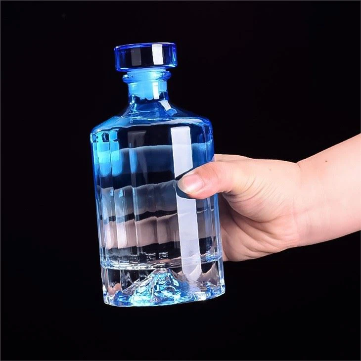 Blue Round Wine Bottle