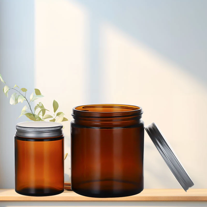 Amber Glass Jar With Lid