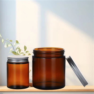 Amber Glass Jar With Lid