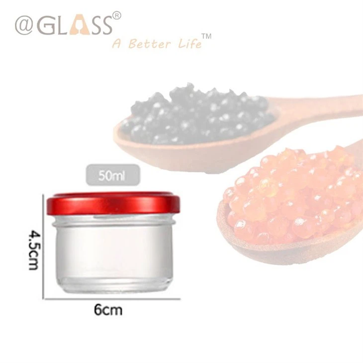 Caviar Glass Jars And Cap in Straight Side Shape